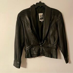 Vintage Women's Black Lambskin Leather Biker  Jacket